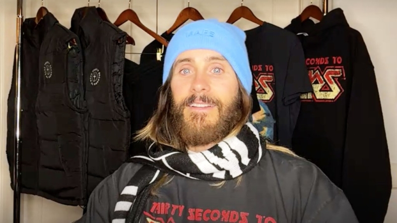 Jared Leto Shows Off New Thirty Seconds to Mars Merch on TalkShopLive|Signboard News