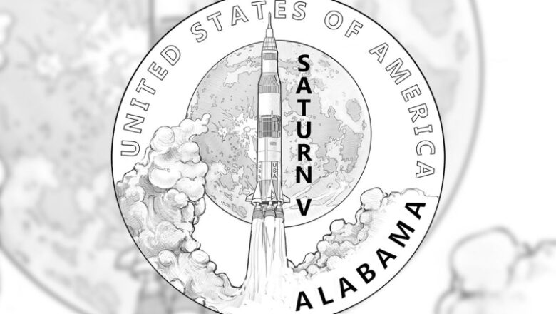 Saturn V moon rocket art exposed for 2024 American Innovation $1 coin