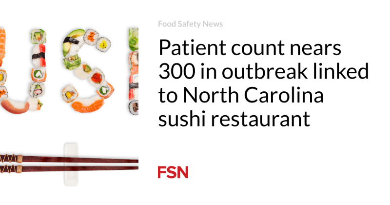 Client count nears 300 in break out connected to North Carolina sushi dining establishment