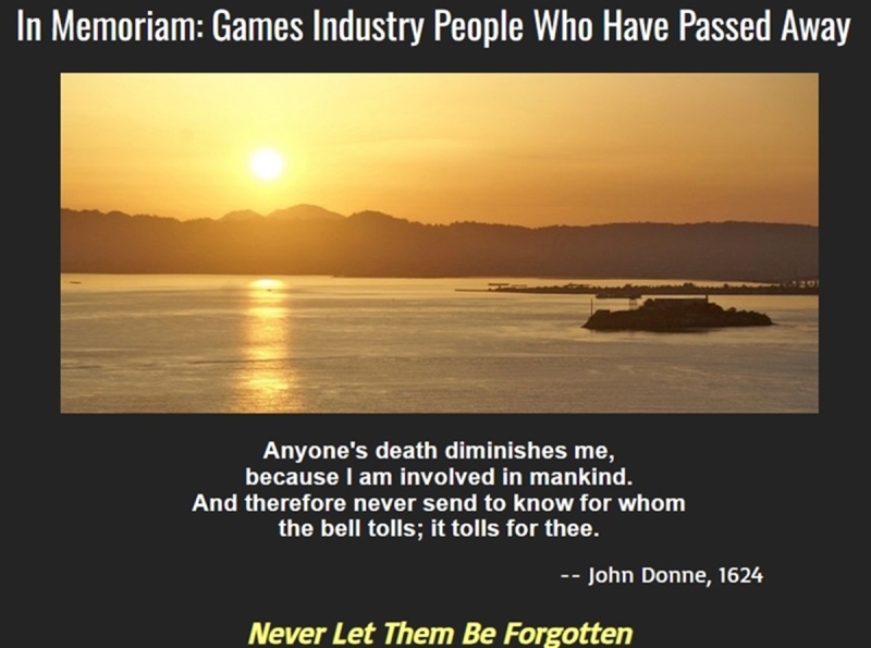 Don Daglow memorializes those we lost in the video game market