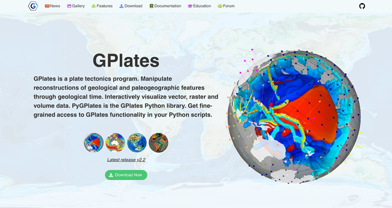 GPlates: Open-source software application for interactive visualisation of plate tectonics