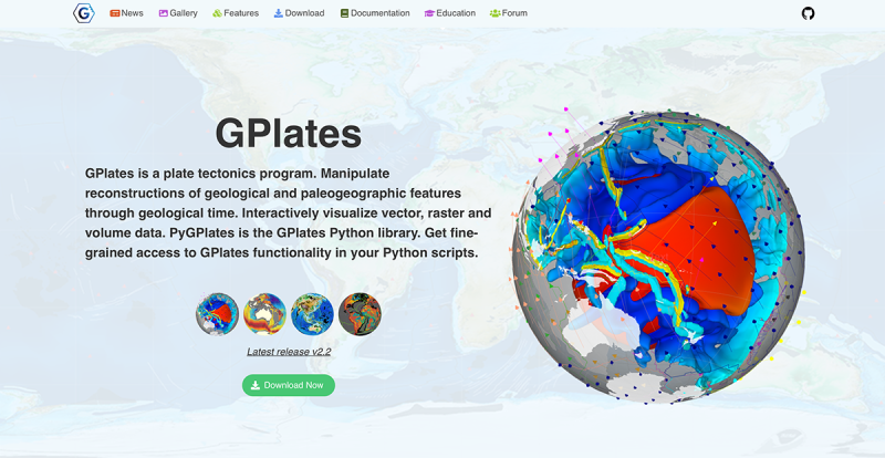 GPlates: Open-source software application for interactive visualisation of plate tectonics