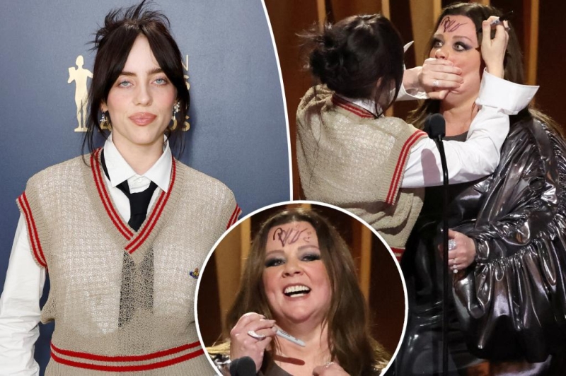 Billie Eilish indications Melissa McCarthy’s face in strange spoof at 2024 SAG Awards