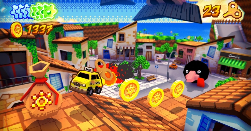 Yellow Taxi Goes Vroom is an N64-style platform collectathon without any dive button