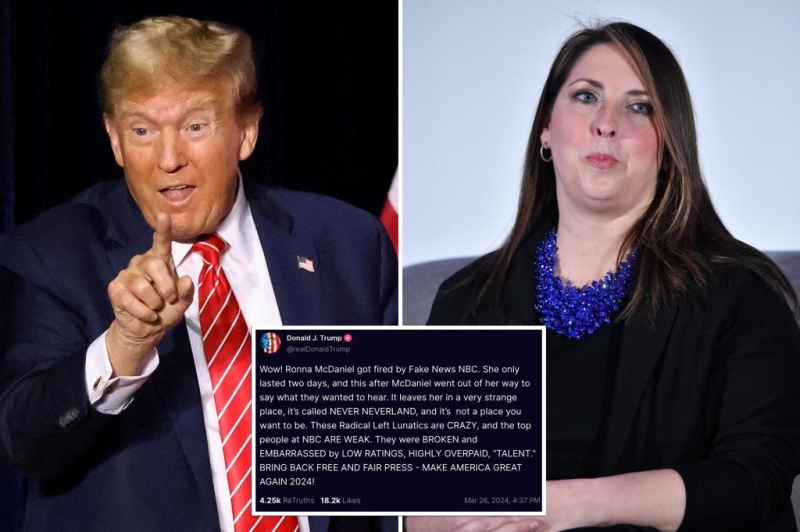 Trump states ex-RNC chair Ronna McDaniel remains in ‘Never Neverland’ after being visited NBC News