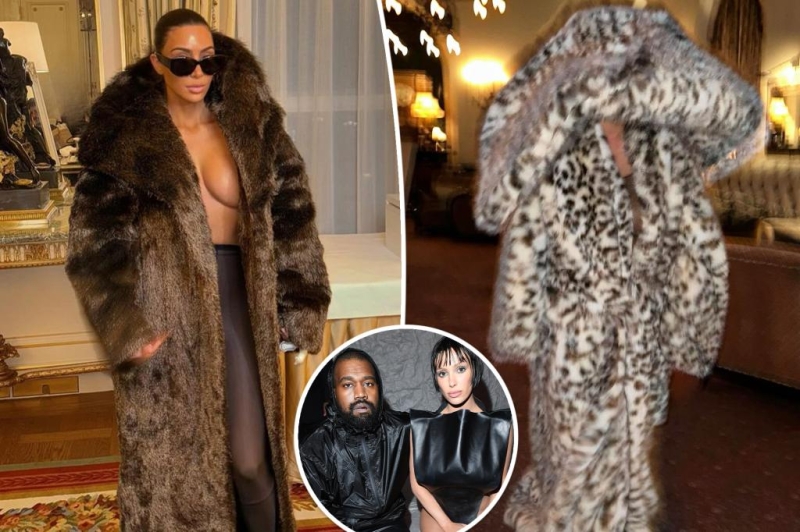 Kim Kardashian channels Kanye West’s other half Bianca Censori by using absolutely nothing however a fur coat, leggings