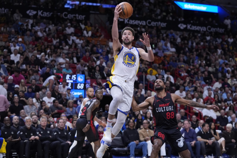 Thompson ratings 28, Golden State escapes in 2nd half to leading Miami 113-92