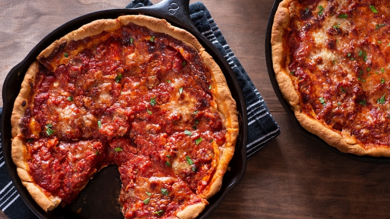 What is the story behind Chicago deep meal pizza?