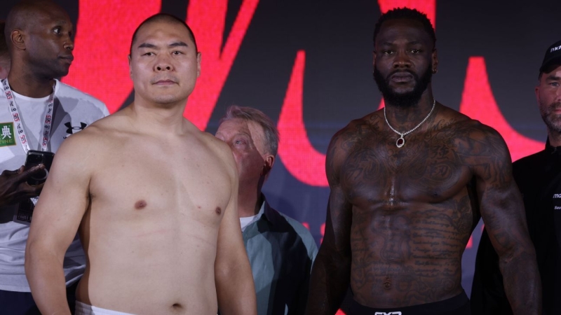 Zhang 68.2 pounds much heavier than Wilder at weigh-in