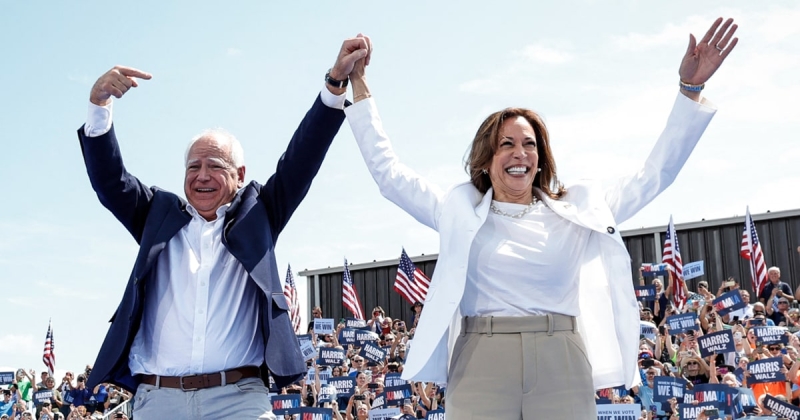 With flannel, football and pheasants, Harris and Walz make a play for Trump area