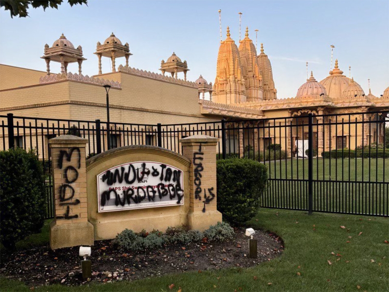 Long Island Hindu temple vandalized ahead of Indian prime minister’s go to