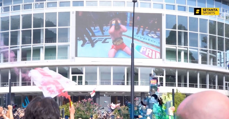 See Merab Dvalishvili’s UFC 306 champion win commemorated by wild Georgia crowd