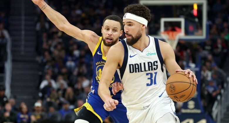 <aKlay Thompson, Stephen Curry 3-Point Battle Thrills Fans as Luka, Mavs Beat Warriors