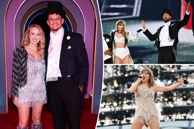 Patrick and Brittany Mahomes dress up as Taylor Swift and Travis Kelce at Eras Tour-themed outfit celebration