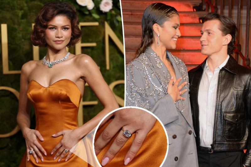 Zendaya triggers Tom Holland engagement reports with diamond ring on Golden Globes 2025 red carpet