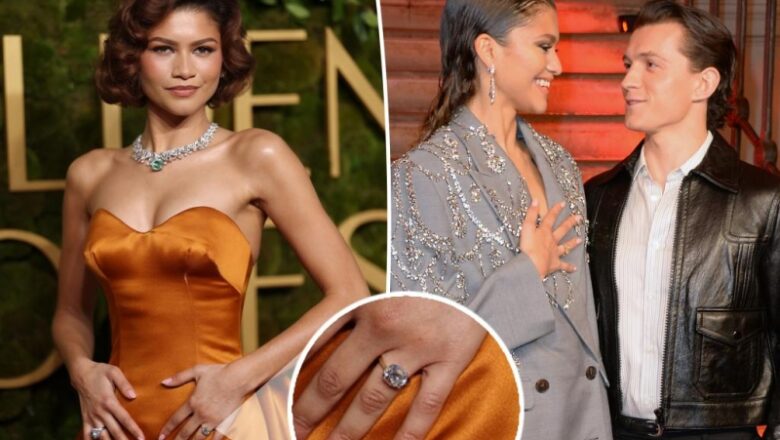 Zendaya triggers Tom Holland engagement reports with diamond ring on Golden Globes 2025 red carpet