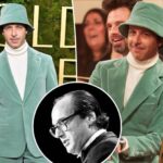 The reason that Jeremy Strong used that green container hat to match his clothing at the 2025 Golden Globes